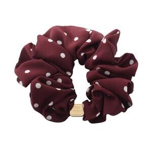 Miu Miu Miu polka dot silk scrunchie for women, burgundy.
